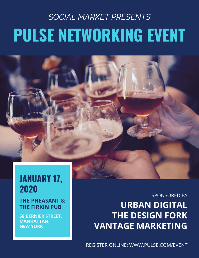 Bold Blue Networking Event Flyer Idea Venngage Flyer Examples