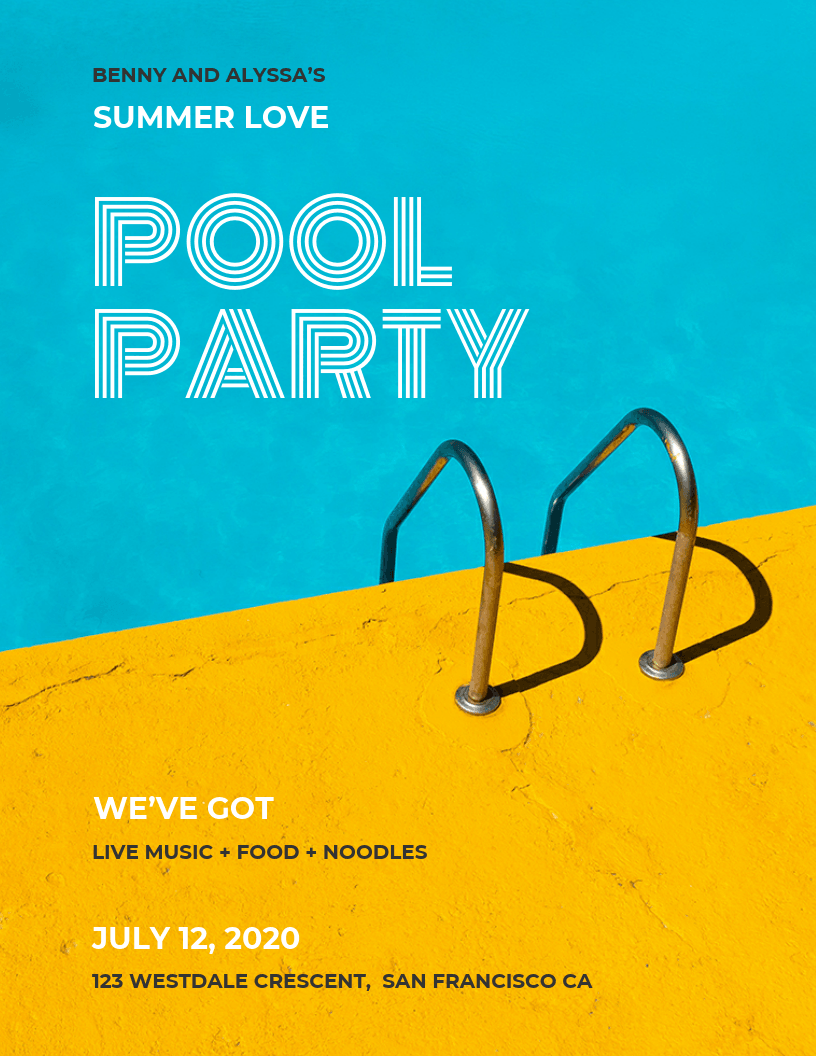 colorful-modern-pool-party-event-poster-idea-venngage-poster-examples